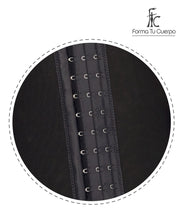 Cargar imagen en el visor de la galería, Open Bust Bodysuit Mid Thigh - Long Sleeves - Center Clasps - Perineal Zipper - Black ( Ref. O-215 )